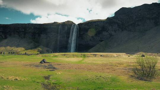 冰岛的瀑布悬崖视频素材模板下载
