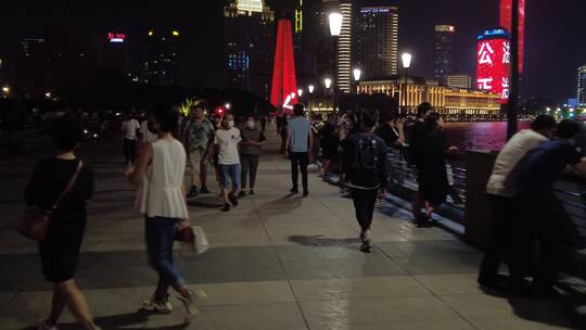 上海南京东路外滩外白渡桥黄浦区夜景4K实拍