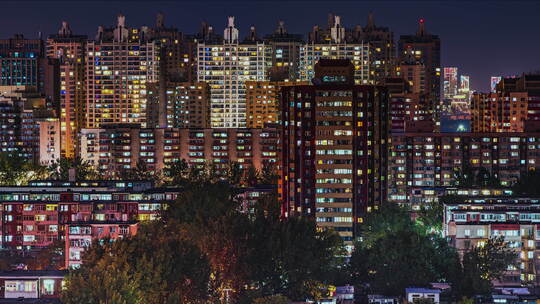 城市夜晚社区夜晚灯光万家灯火节日