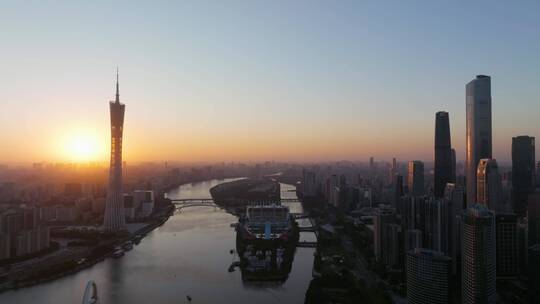 广州塔珠江新城航拍大气镜头