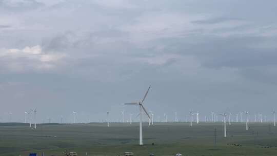 内蒙古草原上的新能源发电风车
