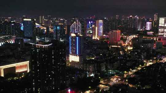 广州越秀区城市夜景与交通