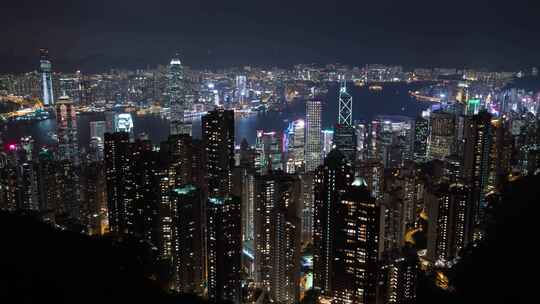 香港 夜景延时 繁华的国际化城市