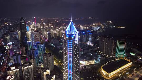 航拍海口城市夜景灯光秀