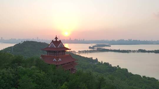 武汉东湖风景区，楚天台平视环绕镜头视频素材模板下载