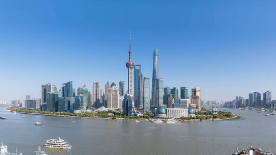 迷人的上海天际线延时，外滩海湾大厦视角