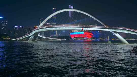 广州珠江海心桥与广州灯光节城市夜景灯光