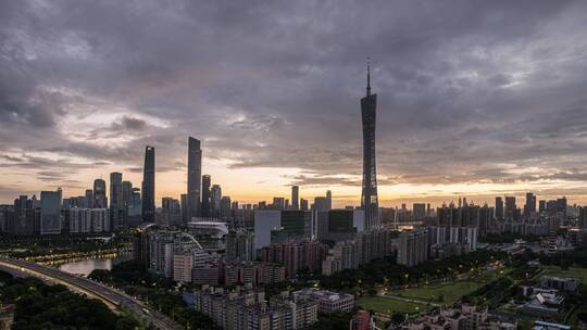 广州地标建筑日出延时