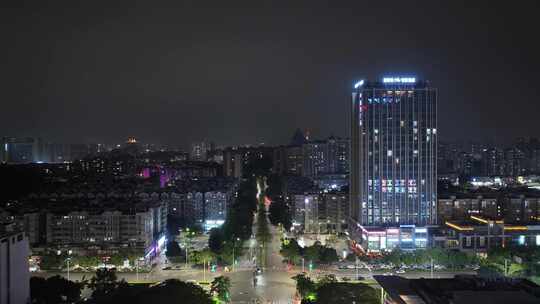 江门城市道路夜景城市建筑风光夜晚道路交通