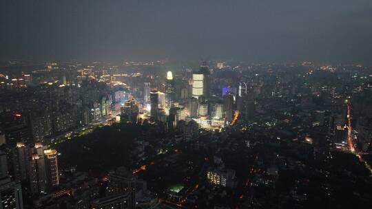 上海徐家汇商圈夜景航拍