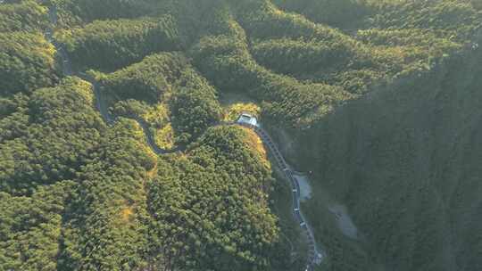 秋天午后航拍安徽省黄山市璜尖岭风景