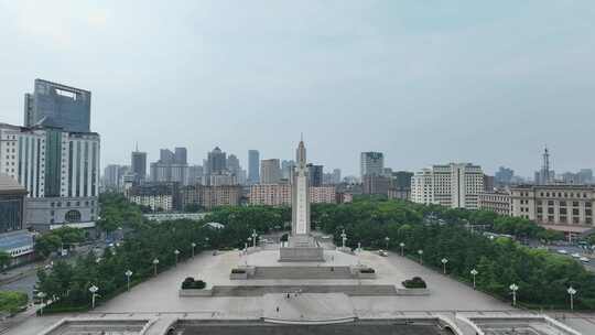 南昌市八一广场航拍八一南昌起义纪念塔建筑视频素材模板下载