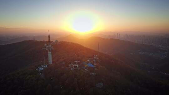 长沙岳麓山自然风光航拍