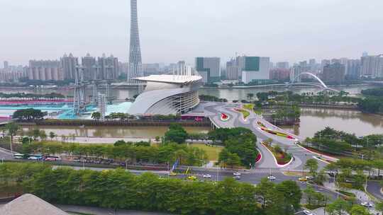 广州大剧院花城广场航拍珠江新城珠江西路猎