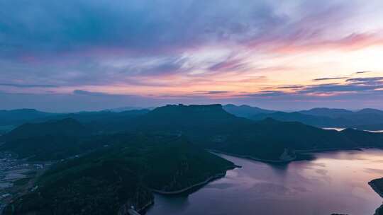 辽宁本溪桓仁五女山朝霞航拍延时