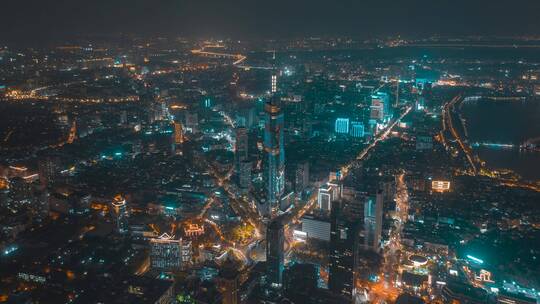 南京_紫峰大厦夜景_夜景航拍延时_前移