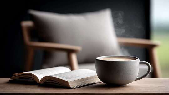 一杯咖啡与一本书的静谧时光