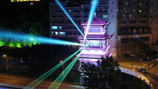 航拍夜景灯光秀2023年春节元旦新春