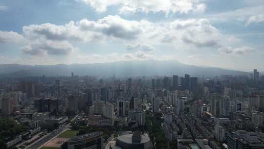 福建福州城市大景蓝天白云航拍