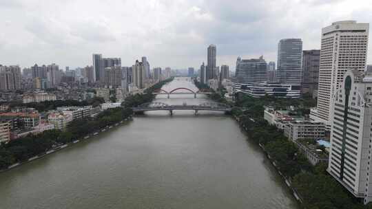 广州海珠桥航拍视频素材模板下载