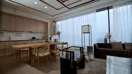 室内设计现代简约客厅与开放式厨房设计