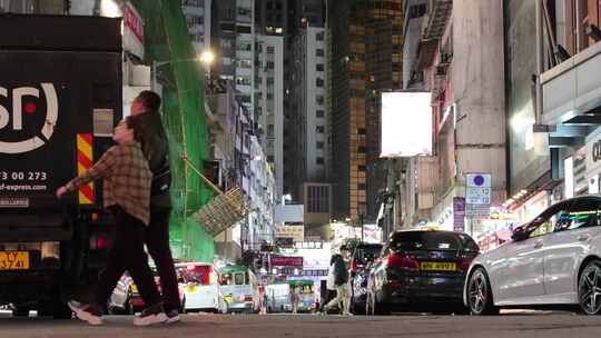 香港街景夜景视频素材模板下载
