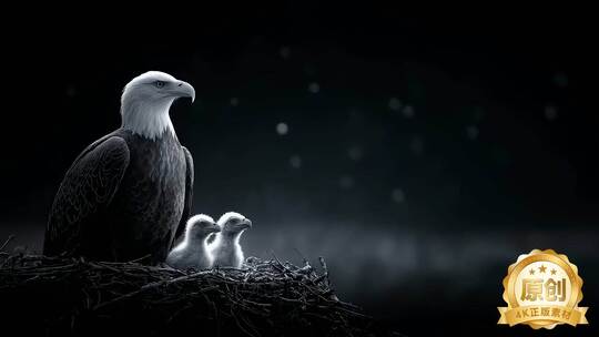 夜幕雄鹰守护幼崽星空下的生命传奇