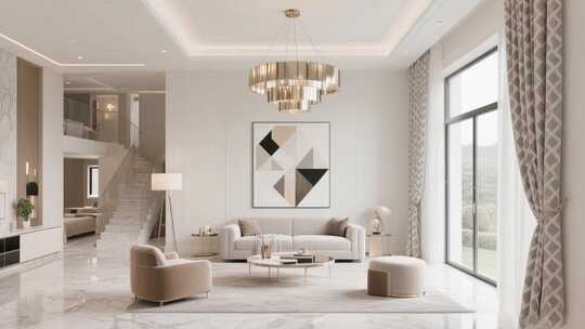 现代简约风格客厅室内场景