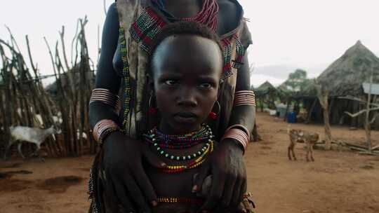 女孩，埃塞俄比亚，肖像，传统服装