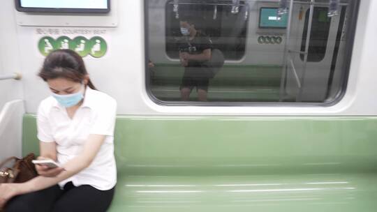 上海地铁车厢内景视频素材模板下载