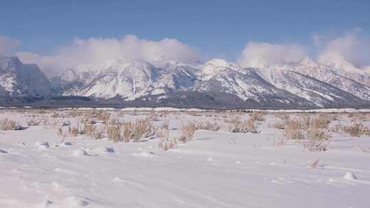 雪，大提顿，山脉，山脉