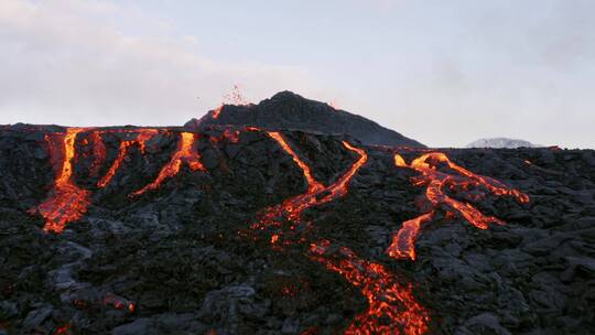 火山喷发景观航拍视频素材模板下载