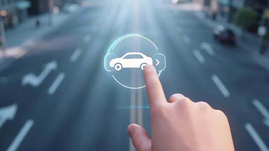 手指点击虚拟汽车图标画面