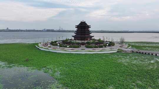 苏州文化地标阳澄湖重元寺（航拍运镜）