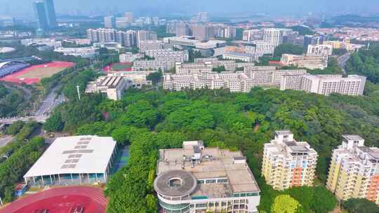 华南师范大学广州校区航拍大学城校园风景风