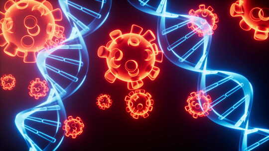 DNA 与病毒感染医疗生物概念动画