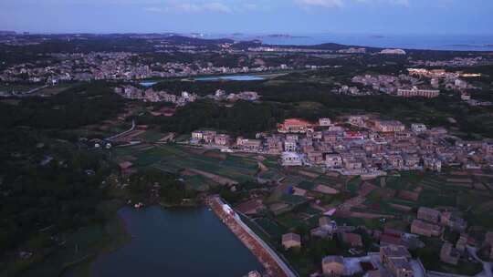 航拍月光下的福建平潭岛坛南湾平潭岛夜景