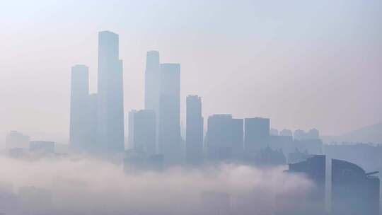 南宁城区平流雾高清航拍视频