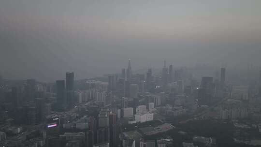 深圳南山区雾霾天航拍视频素材模板下载