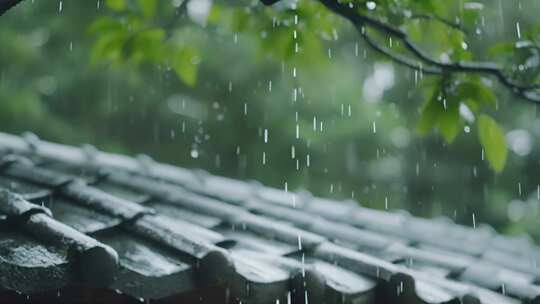 谷雨 雨水 房檐雨水万物生长 立夏视频素材模板下载