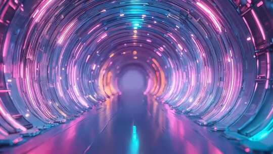 科技感光线隧道穿梭4K