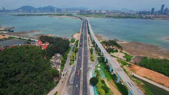 航拍厦门同安大桥建筑景观合集