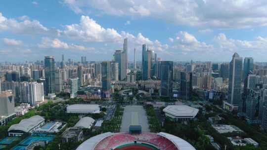 天河体育中心珠江新城广州塔中轴线航拍