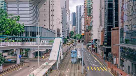 香港轩尼诗道叮叮车有轨电车车流延时