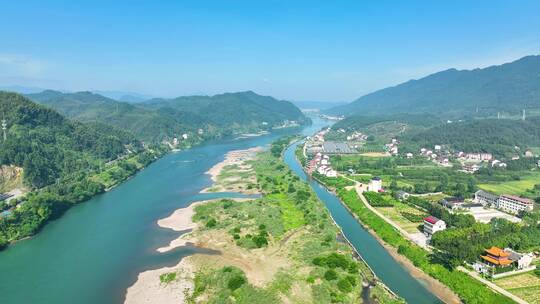 4K航拍益阳安化资水沿岸风景