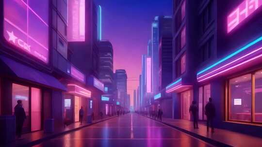 紫色赛博科技城市街道合集