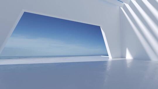 海边的现代白色建筑3D素材视频素材模板下载