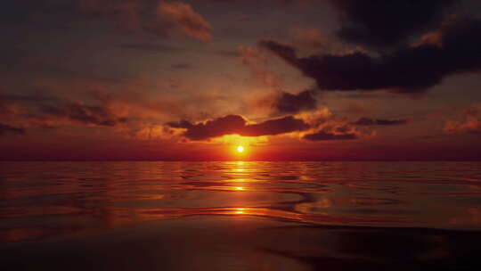 美丽的日出天空开放水域海景海洋循环