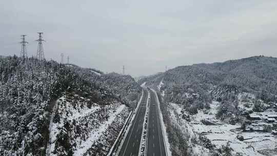 航拍自然风光冬季乡村田野