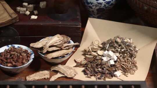 木桌木雕家具老中药房研究中药配方计量药方